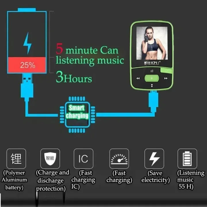 RUIZU%20X50%20X52%20Sport%20Bluetooth%20MP3%20Player%208gb%20Clip%20Mini%20with%20Screen%20Support%20FM,Recording,E-Book,Clock,Pedometer%20music%20player%20-%20Image%203