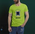 Round Neck Comfortable Jersey Fabrics With Brazilian Football Logo.
