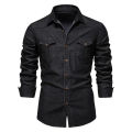 AIOPESON Brand Elastic Cotton Denim Shirt Men Long Sleeve Quality Cowboy Shirts for Men Casual Slim Fit Mens Designer Clothing Dislikelike. 