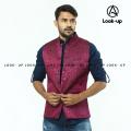 Weading Wear Printed Poly Silk Slim Fit Mens Festive Wear Waistcoat. 