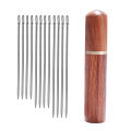 No-Thread Needle Home Sewing Needle Organizer Wooden Cylinder Needle Storage Container Hand Sewing Needle Set.