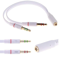 3.5mm 1 Female to 2 Male Headphone & Mic Plugs Audio Y Splitter Cable Cord. 