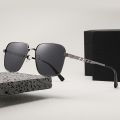 Premium Cool Metal Frame Square Nylon Lens Polarized Sunglasses, For Men Women Outdoor Sports Party Vacation Travel Driving Fishing Supplies Photo Props.