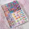 580Pcs Girls Hair Accessories Set Candy Colors Hair Ties Children Elastic Rubber Band Cute Small Flower Hair Clips for Kids.