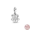 Pet Paw Print Bone Dangle Charm Authentic 925 Sterling Silver Bead Fit Original Pandora Bracelet Necklace Jewelry For Women.