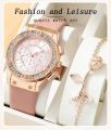 Ladies Fashion Watch Set - Retro Quartz Watch & Bracelet Combo for Women and Girls Elegant Luxury Women Watch. 