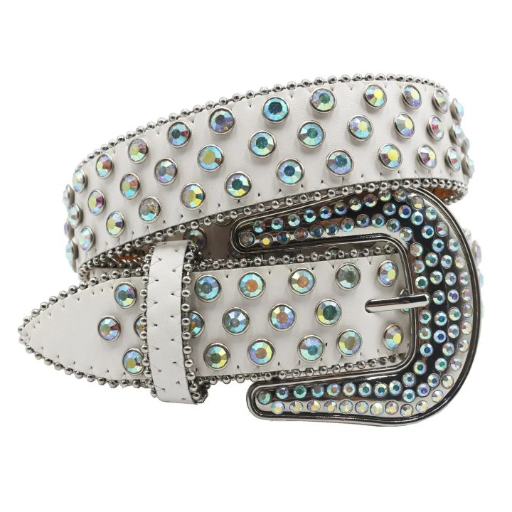 Luxury Men Women Western Cowboy With Diamond Bing Bing Rhinestone Belt Disco E Girls For Jeans Punk Rock Crystal Studded Belt