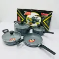 Kiam Non Stick 7 Pcs Cookware Set For Superior Release -1Pc Casserol, 1Pc Fry pan, 1Pc Karai and 1Pc Milk pan with 3 lids.