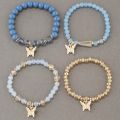 4Pcs Bohemian Butterfly Charm Bracelet Set For Women Crystal Beads Chain Bangle Female Fashion Party Jewelry Gift.