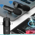 Cross-border new wireless 3-in-1 lavalier microphone live broadcast short video noise reduction one to two smart microphone microphone. 