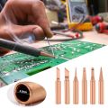 6Pcs/set Pure Copper 900M-T Solder Iron Tip Lead-free Solder Tip Welding Head Encounter Easy To Replace Electric Soldering Iron Tip Tool. 