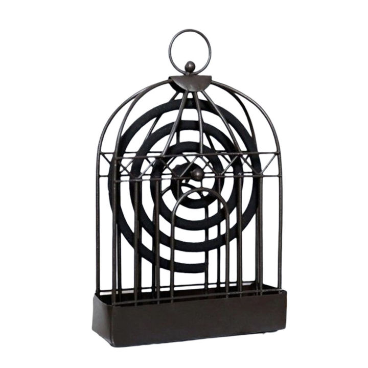 Birdcage Shape Iron Mosquito Coil Holder Stand Mosquito Repellent Incense Burner Holder Hanger For Indoor Home Living Room Bedroom Hotel-Black-1Pcs
