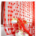 Red colour Love Heart Shaped Net Curtain/Porda - 1pcs - Porda. 