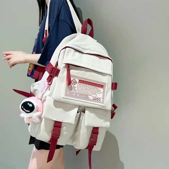 Fashion Multipocket Nylon Women Backpack Female Big