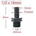 4Pcs 1/2 3/4 1 Male Female Thread Connector To Barb 8mm 16mm 20mm 25mm 32mm PE Hose Adapter Garden Irrigation Watering System.