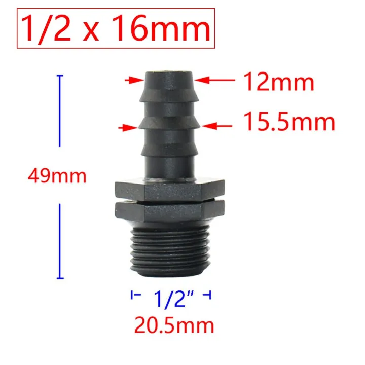 4Pcs%201/2%203/4%201%20Male%20Female%20Thread%20Connector%20To%20Barb%208mm%2016mm%2020mm%2025mm%2032mm%20PE%20Hose%20Adapter%20Garden%20Irrigation%20Watering%20System%20-%20Image%204