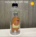 Panda Transparent Water Bottles With Straw Frosted Protein Shaker Kawaii Large Capacity Drinking Utensils 1L.