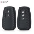 KEYYOU 2/3 Carbon Silicone Key Case Fob Cover Car For Toyota C-HR 2017 2018 Car Styling. 