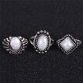 8PCS/Set Ring Silver White Fire Opal Ring Wedding Engagement Ring WomenJewelry. 