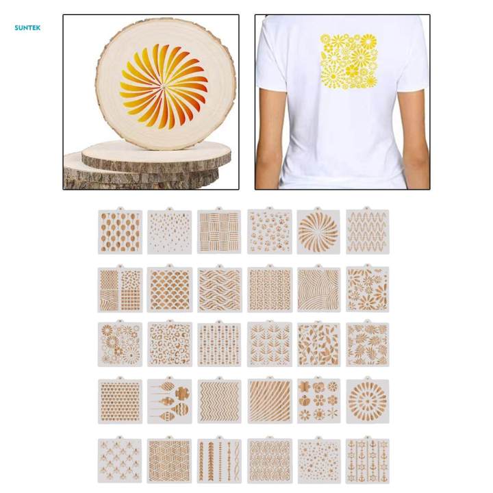 30Pcs Painting Template Stencils Set Art Craft Stencil Embossing Painting Stencil Drawing Templates for Painting on Wood Fabric Art Supplies