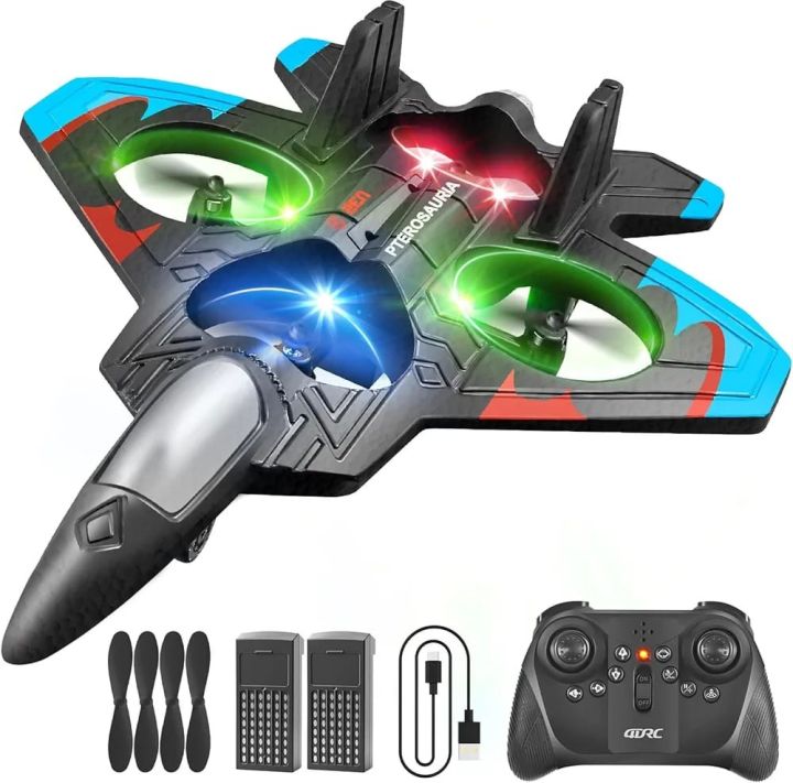 Velocity 2.4GHz Flying Drone Jet Fighter RC airplane 2.4GHz Remote Control Air plane 360 Stunt Spin Remote Light RC Plane Toy