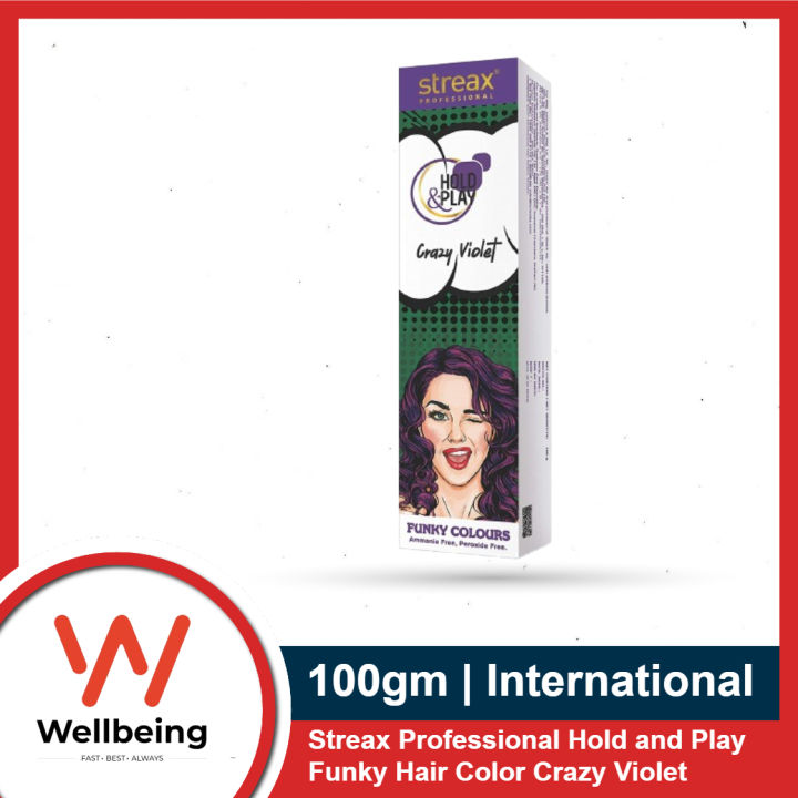 Streax Professional Hold and Play Funky Hair Color Crazy Violet (100gm)