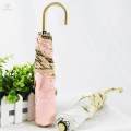 Folding Umbrella Sun Rain Umbrella 6 Ribs Waterproof Lightweight Umbrella black. 