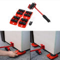 Furniture Lifting & Moving Set: 5pcs Roller Tool with Sliders & Lifter Bar for Heavy Items. 