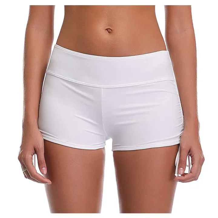 Women%20Running%20High%20Waist%20Bikini%20Bottoms%20Swim%20Briefs%20Beach%20Shorts%20Ruched%20Bottom%20Bottomed%20Sports%20Safety%20Drawstring%20Yoga%20Shorts%20-%20Image%204