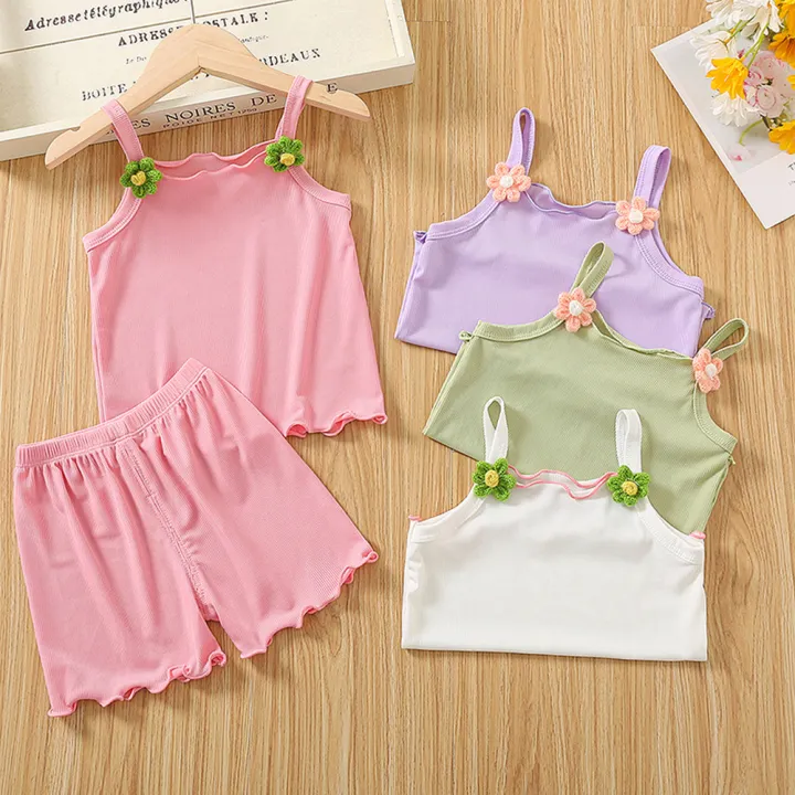 DSstyles%202-Piece%20Girls%20Summer%20Outfits%20Solid%20Color%20Sleeveless%20Tank%20Top%20Shorts%20Two-piece%20Set%20For%201-6%20Years%20Old%20Kids%20-%20Image%206