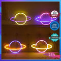 LED Neon Battery Powered Lamp Room Light Planet Neon Signs Led Wall Art Light moon light nightlight.