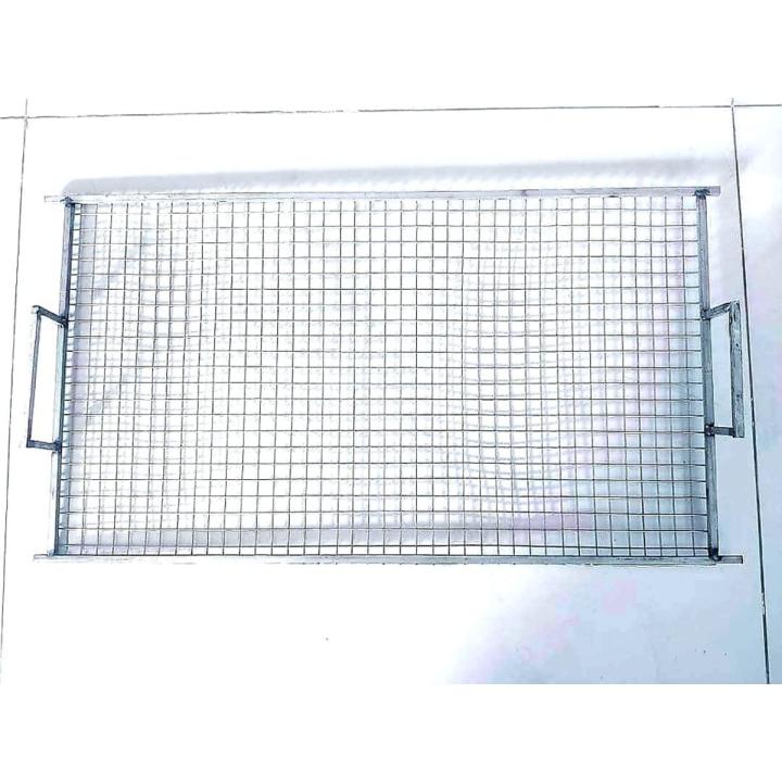 BBQ GRILL NET WITH HANDLE (ss), 24 inches/ 10 inches