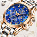 LIGE Men Watch Top Brand Original Sports Quartz Mens Watches Full Steel Waterproof Chronograph Wristwatch Men Relogio Masculino 8912. 