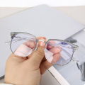 Fashion retro eyebrow half-frame anti-blue light business glasses men's and women's myopic eyewear.