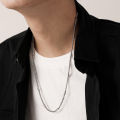 Minimalist stainless steel slub square pearl single chain clavicle chain fashion and versatile titanium steel men's necklace wholesale.