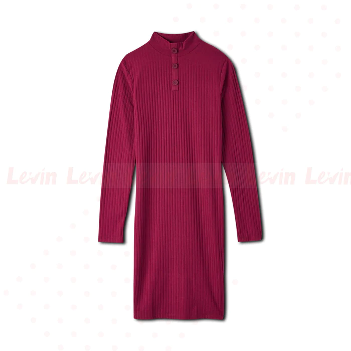 Women's%20Solid%20Color%20Ribbed%20Slim%20Fit%20Crew%20Neck%20Mini%20Length%20Bodydress%20From%20Levin%20-%20Image%206