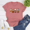 Fall Coffee T-Shirt Pumpkin Spice Halloween Tshirt Vintage Halloween Shirt for Women Graphic T Shirts Coffee Lovers Gifts Top.