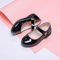 Girls black princess shoes bow rhinestone leather shoes large and middle children soft soled single shoes British school shoes factory direct sales. 