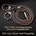 Original QKZ T1 8 Strand 200 Cores Earphone Upgrade Cable 2PIN 0.75mm 3.5MM OFC Copper Silver-Plated Audio Replacement Cable For ZXD/ZX2/ZAX2/ZXN/ZXT/AK6MAX/AK6PRO/VK4 QKZ KZ Earbuds. 