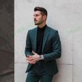 Dark Green Men Suits 2023 Notched Lapel One Button Slim Fit Prom Wedding Business Groom Tuxedos 2 Pieces Blazer Terno Masculino.