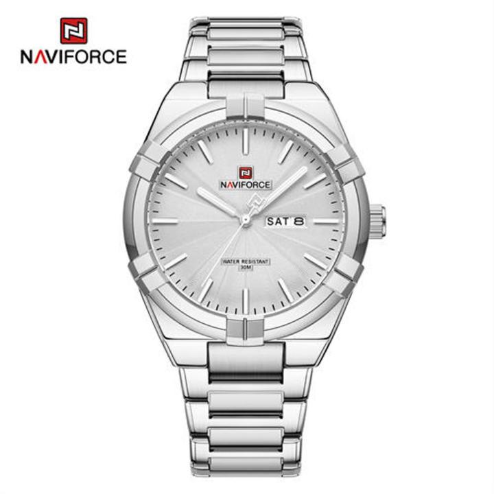 NAVIFORCE%209218%20Watch%20Men%20Stainless%20Steel%20Silver%20White%20Color%20Luxury%20Quartz%20Fashion%20Watches%20Male%20Calendar%20Wristwatch-Silver&White%20-%20Image%202