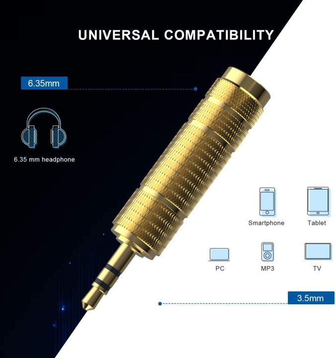 Adapter%206.35mm%20(1/4%20Inch)%20Male%20to%203.5mm%20(1/8%20Inch)%20Female%20and%203.5%20mm%20Male%20Plug%20to%206.35%20mm%20Female%20Jack,%20Audio%20Stereo%20TRS%20Converter%20Adapters%20(4%20-Pack%20Gold%20Plated)%20-%20Image%206