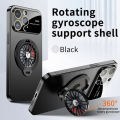 【Buried Buzie】Gyroscope Magnetic Stand Phone Case For iPhone 11 12 13 14 15 Pro Max Plus Lens Protection Frosted PC Rotatable Gyro Cover Funda. 