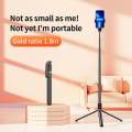 New 1-L Vlogging, Photography, 360° Rotatational Head, Hidden Tripod Stand Bluetooth Selfie Stick (Upto 67 Inch Alluminium Rod, Black, Remote Included).
