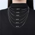Box Chain Necklace Silver 925 Real Women Fine Jewelry Gift Female Men Girls 40 45 50 55 60 65 80 CM Necklace On The Neck.