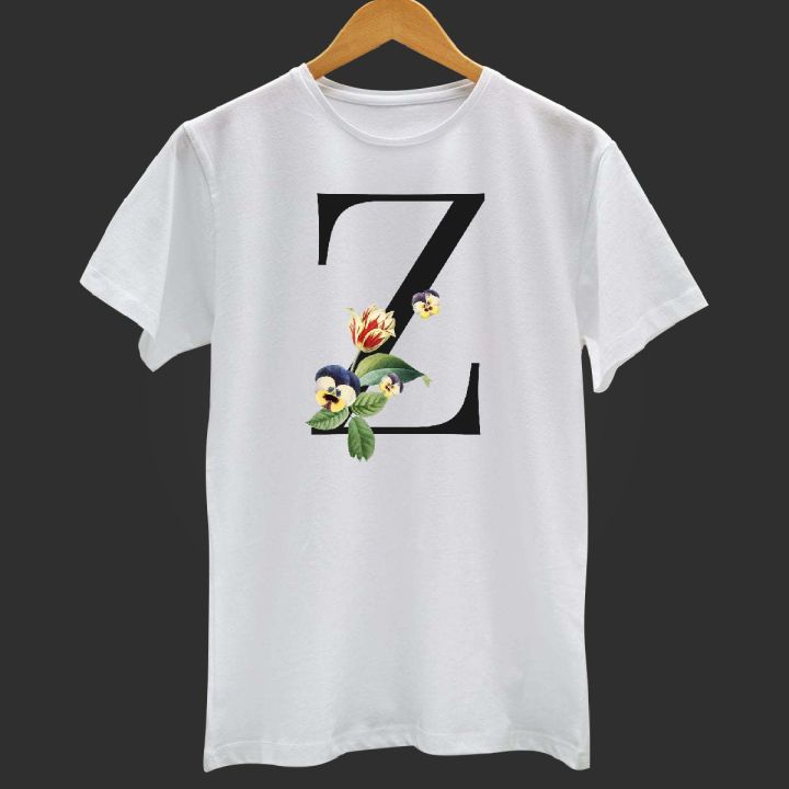 White Synthetic Alphabet T-Shirt A To Z For Men - T Shirt For Man - T Sirt