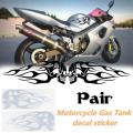 【Alizeker Mall】2Pcs Universal Motorcycle Stickers Gas Oil Tank Flame Badge Decal Sticker Funny JDM Vinyl On Bike Sticker. 