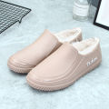 Spring and autumn fashion shallow rain boots women's anti-slip low-top flat rain boots plus fleece water boots kitchen work rubber shoes waterproof shoes. 