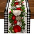 Black and White Gingham Christmas Check Plaid Table Runner Table Runner Holiday Home Kitchen Decor. 