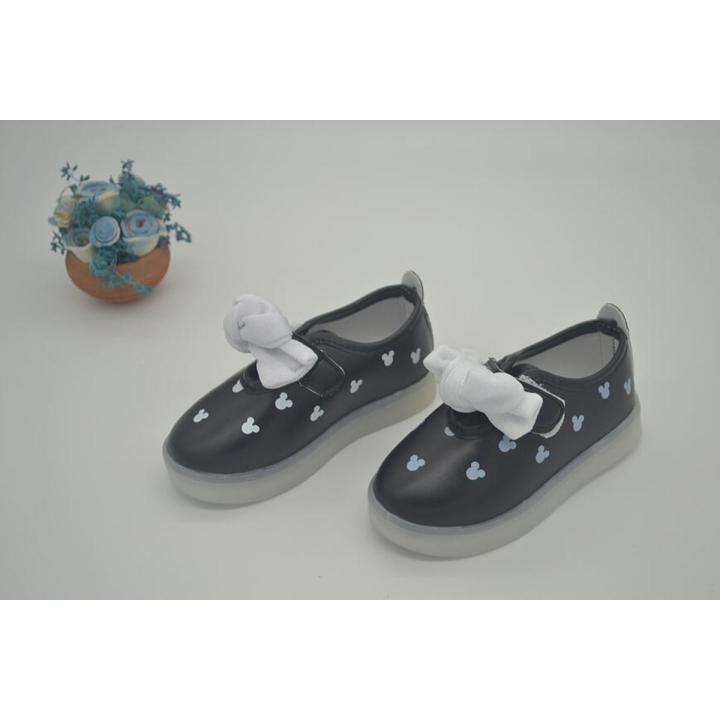 Canvas Casual Floral Flat Shoes for Baby Girls_Black